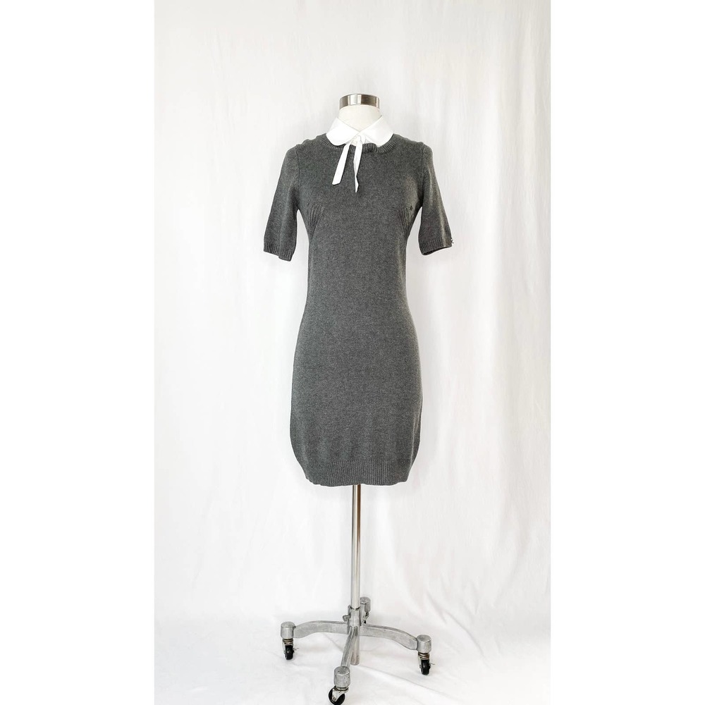 NEW Elisabetta Franchi Grey Cashmere Collar Knit Dress (44 or S)